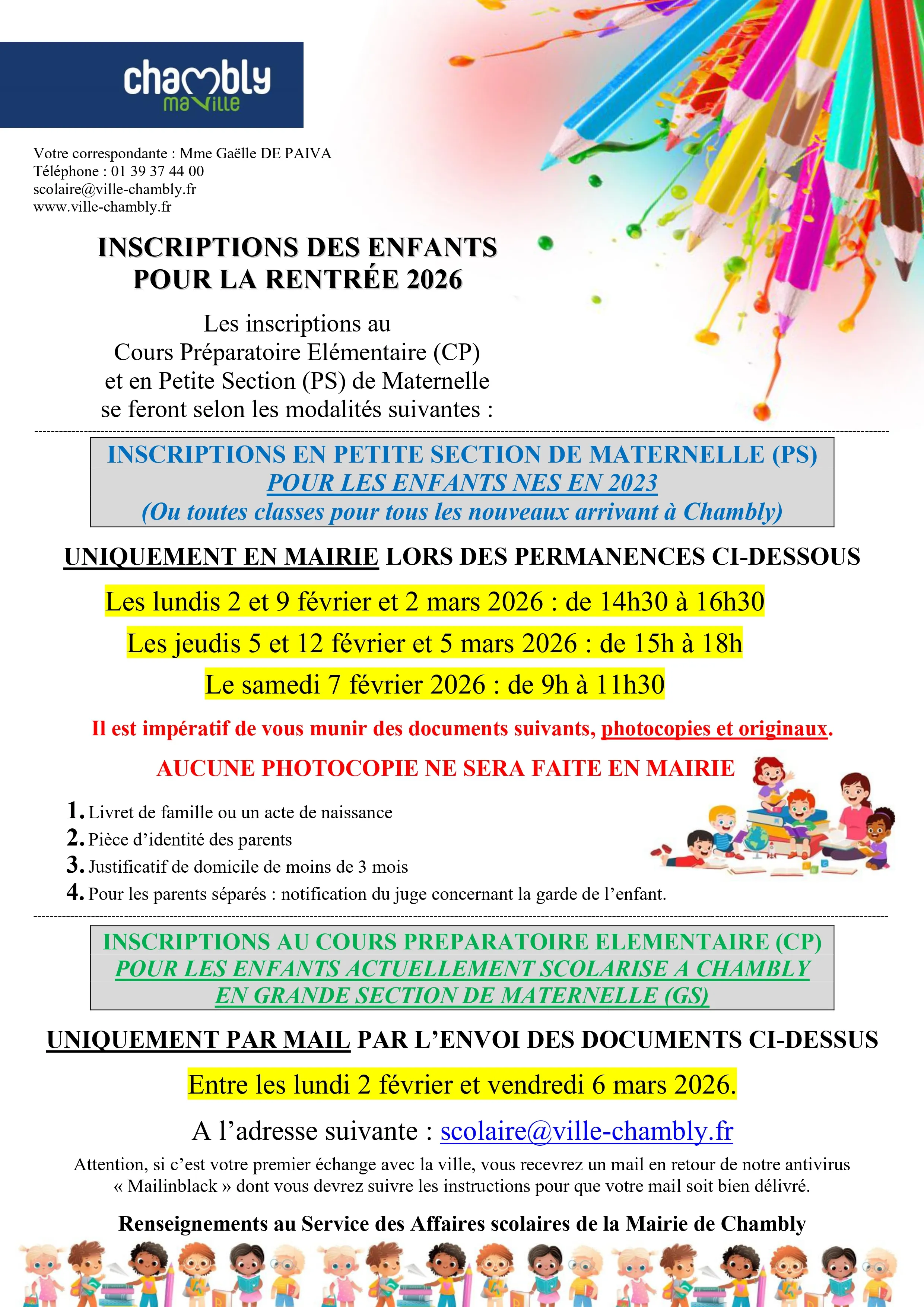 Inscriptions écoles